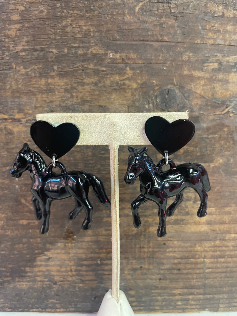 Black Horse Earrings