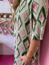 Pink and Green Pleated Dress