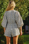 Smocked V-neck Ruffled Leopard Print Romper