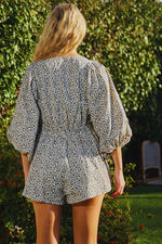 Smocked V-neck Ruffled Leopard Print Romper