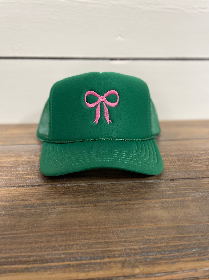 Green and Pink Bow Trucker Hat