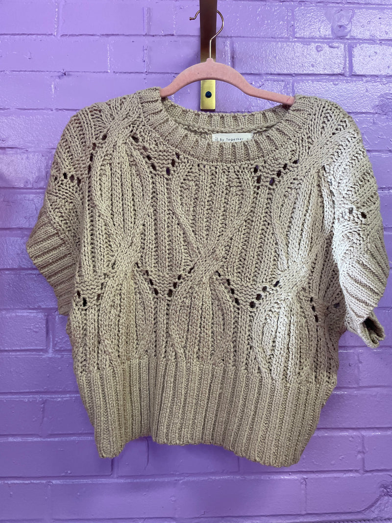 Tan Short Sleeve Sweater