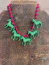 Pearl Necklace with Acrylic Horses