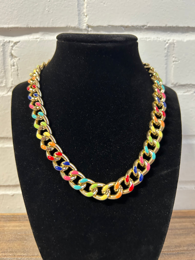 Gold chain with rainbow