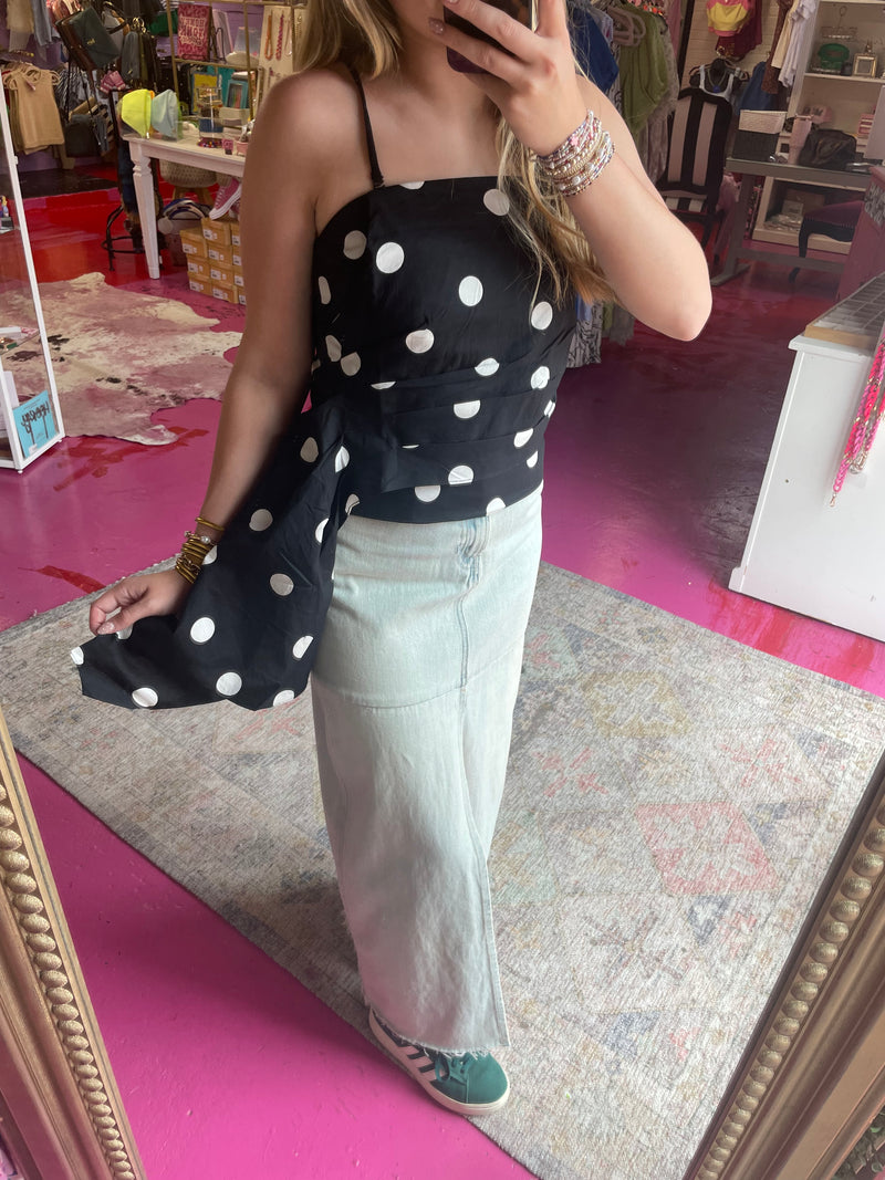 Polka Dot Wrap Top
