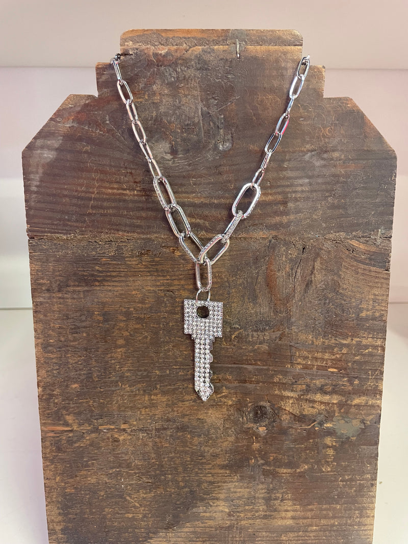 Rhinestone Key Necklace