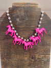 Pearl Necklace with Acrylic Horses