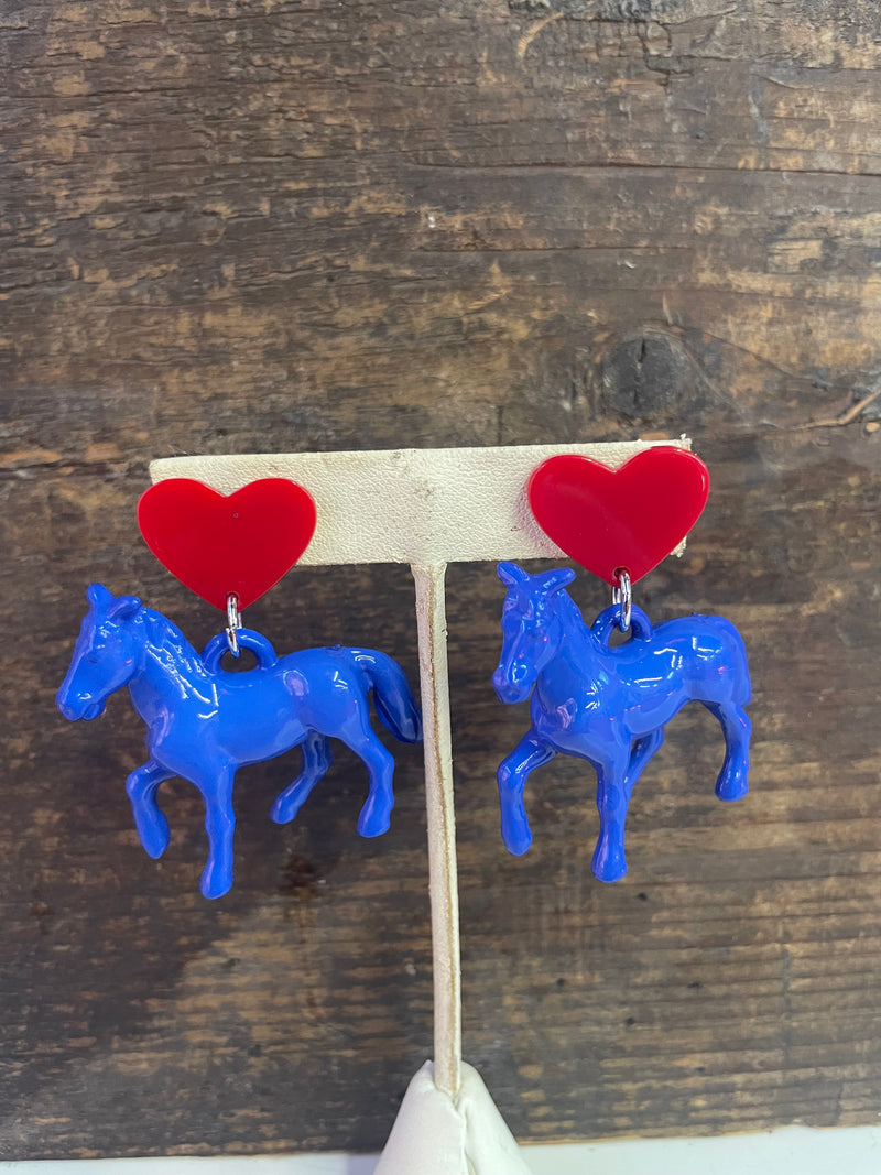 Blue Horse Earrings