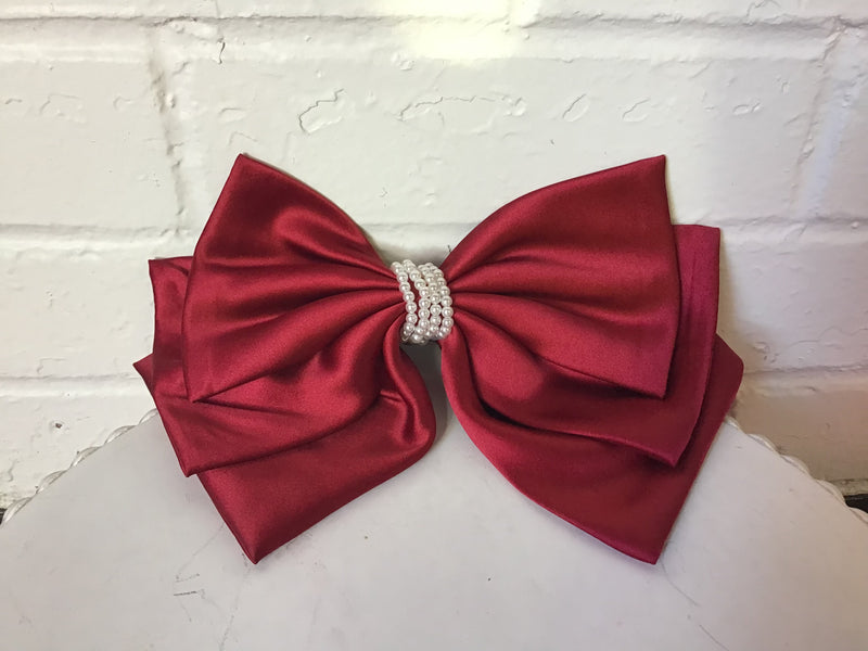 Red Satin Bows with Pearls