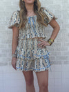 Printed Cotton Poplin w/ Satin Tape Bow Detail Set