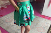 Green Floral Satin Skirt