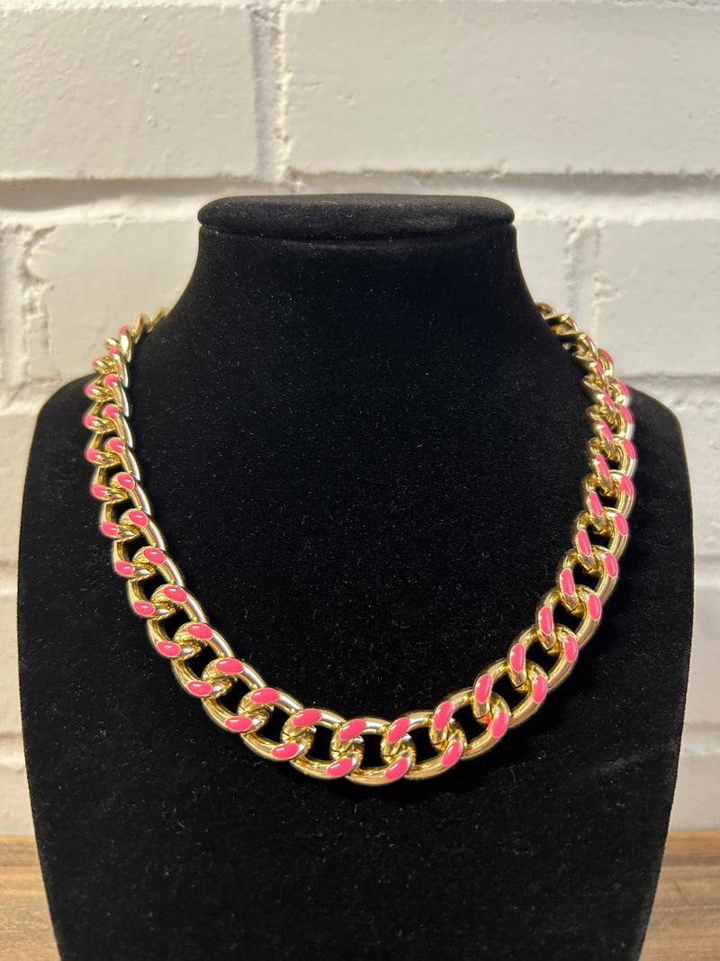 Gold chain with pink