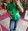 Green Flower Poplin Top
