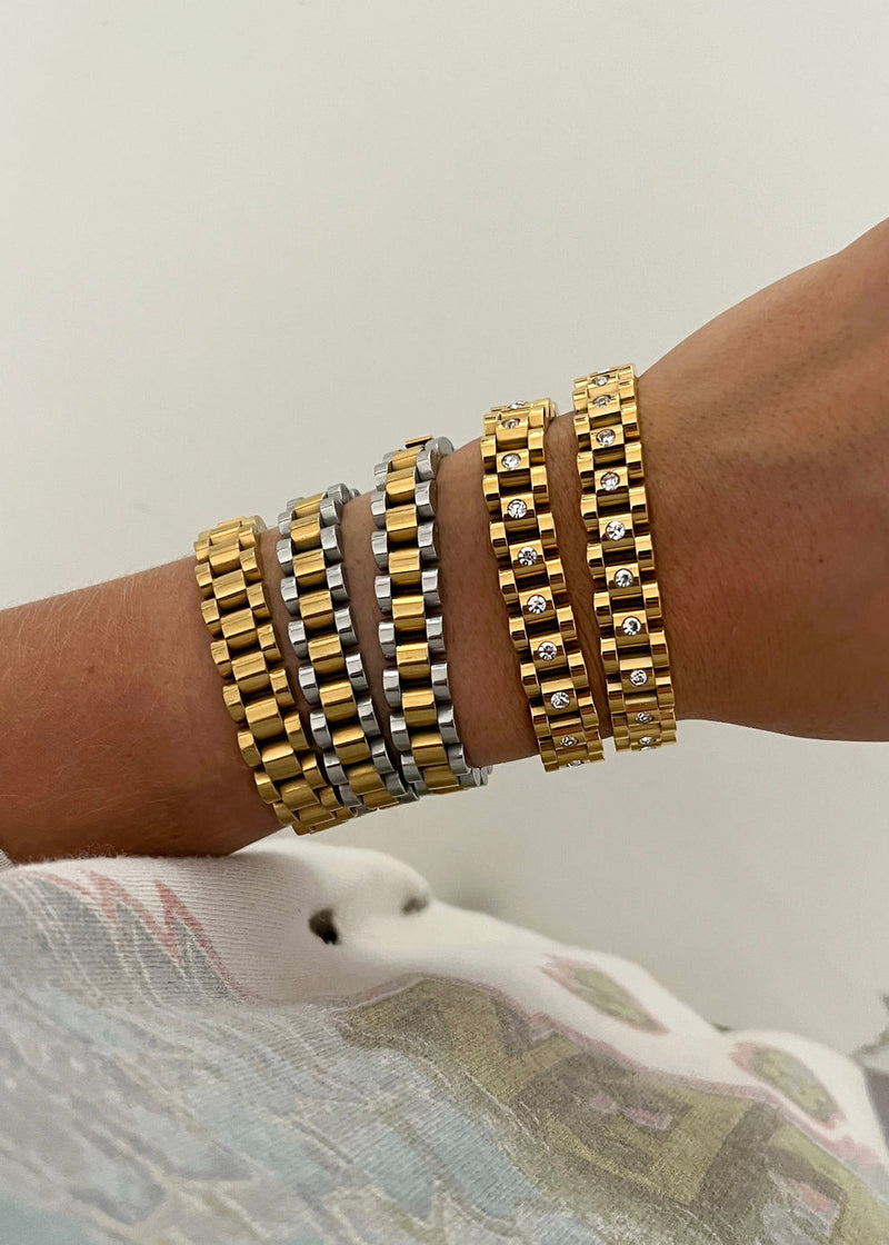 Gold Diamond Watchband Bracelet