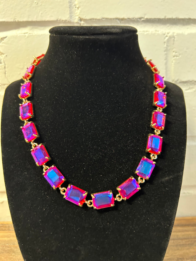 Magenta jewel necklace