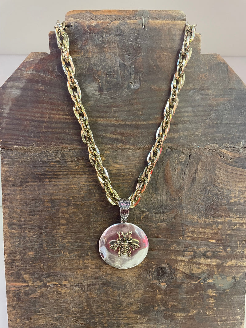 Small Mixed Metal Bee Necklace