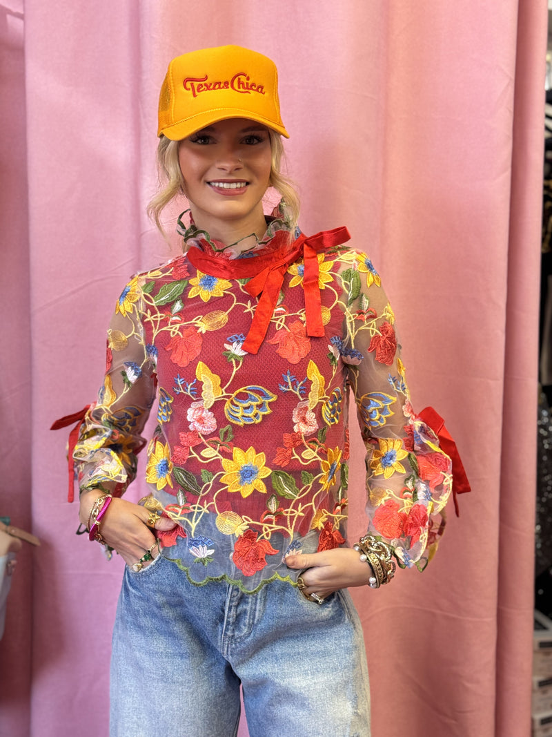 Colorful Lace Floral Top