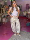 Floral denim pants