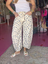 Floral denim pants