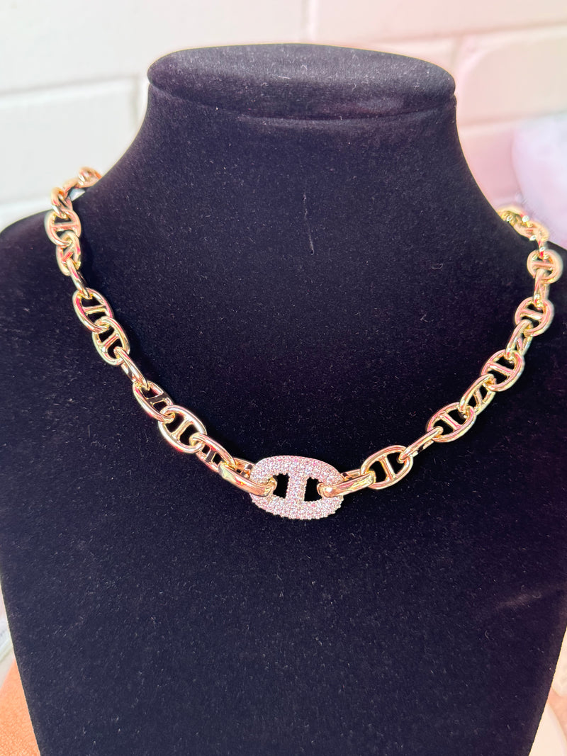 14k Gold plated Necklace with bling