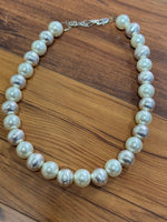 14mm pearl and silver necklace