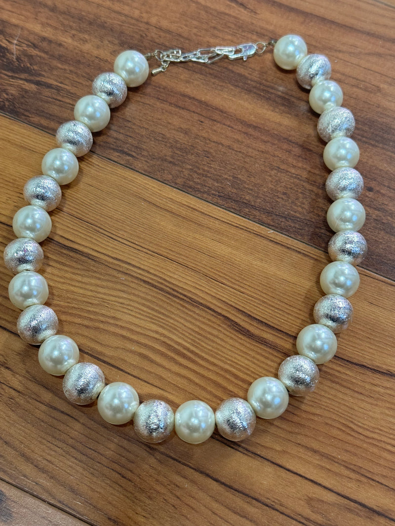 14mm pearl and silver necklace