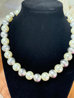 14mm pearl and silver necklace