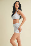 Cherry Print Ruched Bra Top and Shorts Set