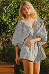Smocked V-neck Ruffled Leopard Print Romper