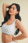 Cherry Print Ruched Bra Top and Shorts Set