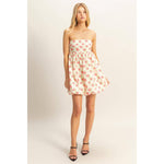 Floral Strapless Bubble Hem Mini Dress