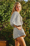 Smocked V-neck Ruffled Leopard Print Romper