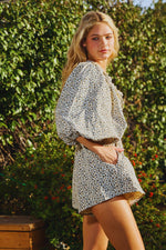 Smocked V-neck Ruffled Leopard Print Romper