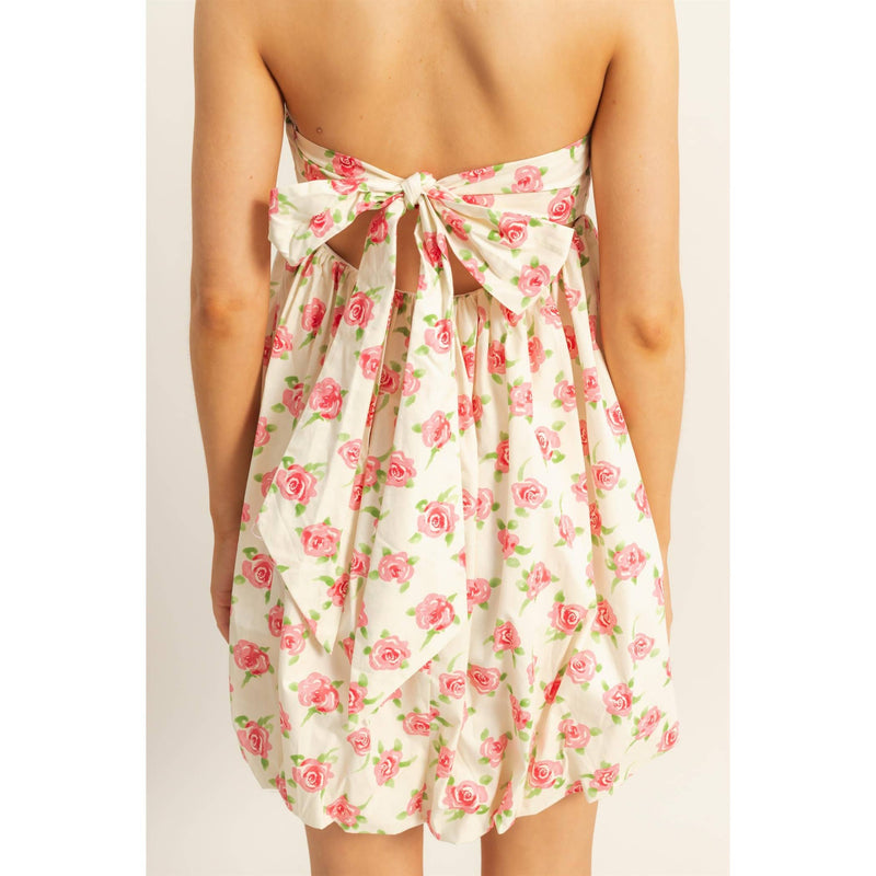 Floral Strapless Bubble Hem Mini Dress