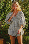 Smocked V-neck Ruffled Leopard Print Romper