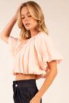 Balloon Sleeve Cropped Blouse