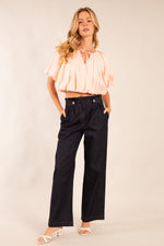 Balloon Sleeve Cropped Blouse